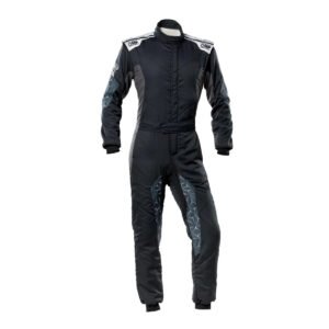 Black OMP TECNICA HYBRID Go-Karting Race Suit
