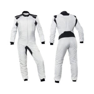 White Go-Kart Car Driver Racing Wear Costume